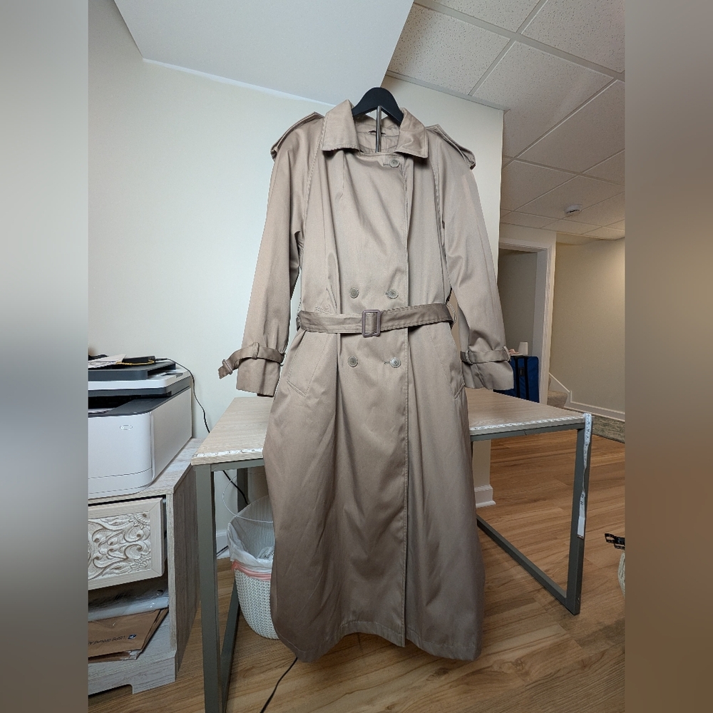 Vintage European Cotton Blend Women's Trench Coat Removable Padding Size 20W